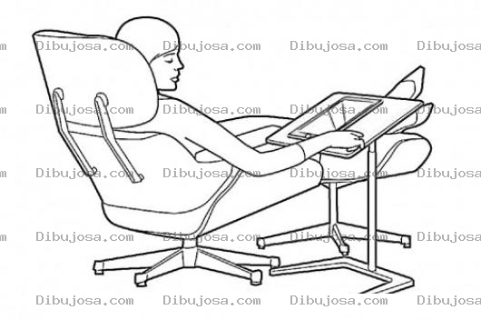 Dibujo para colorear Dibujo De Chica Cool Revisando Su Tablet En Un Sillon De Cuero