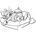 Dibujo para colorear Dibujo De Hombre Enfermo Del Estomago Acostado Y Con Dolor De Cabeza Para Pintar Y Colorear