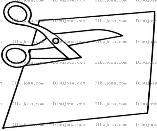 Dibujo para colorear Dibujo De Una Tijera Cortando Un Papel Para Pintar Y Colorear