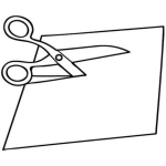 Dibujo para colorear Dibujo De Una Tijera Cortando Un Papel Para Pintar Y Colorear