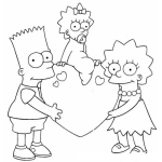 Dibujo para colorear Bart Simpson Con Sus Hermanas Para Pintar Y Colorear