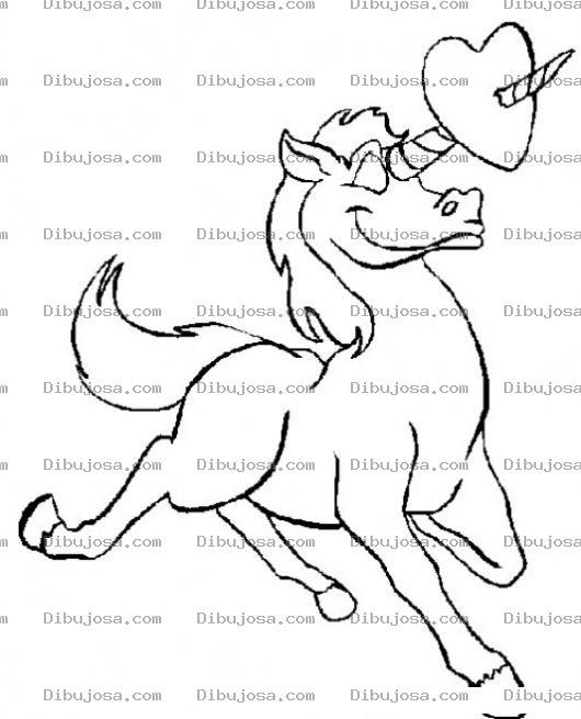 Dibujo para colorear Colorear Unicornio con un corazon