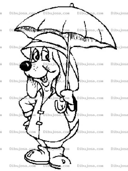 Dibujo para colorear Dibujo De Perro Con Sombrilla Para Pintar Y Colorear
