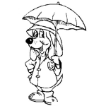 Dibujo para colorear Dibujo De Perro Con Sombrilla Para Pintar Y Colorear