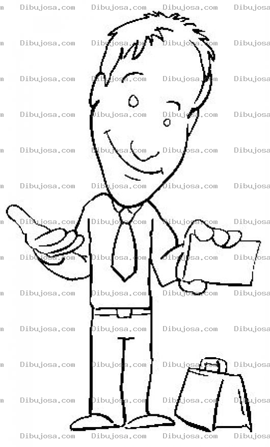 Dibujo para colorear Dibujo De Un Vendedor Con Su Tarjeta De Presentacion Para Pintar Y Colorear Hombre De Negocios