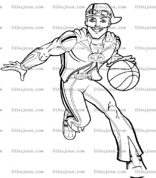 Dibujo para colorear Dibujo De Esportacus De Lazy Town Con Una Pelota De Basquetbol Para Colorear A Sportacus