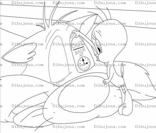 Dibujo para colorear Colorear a Piolin con el gato silvestre
