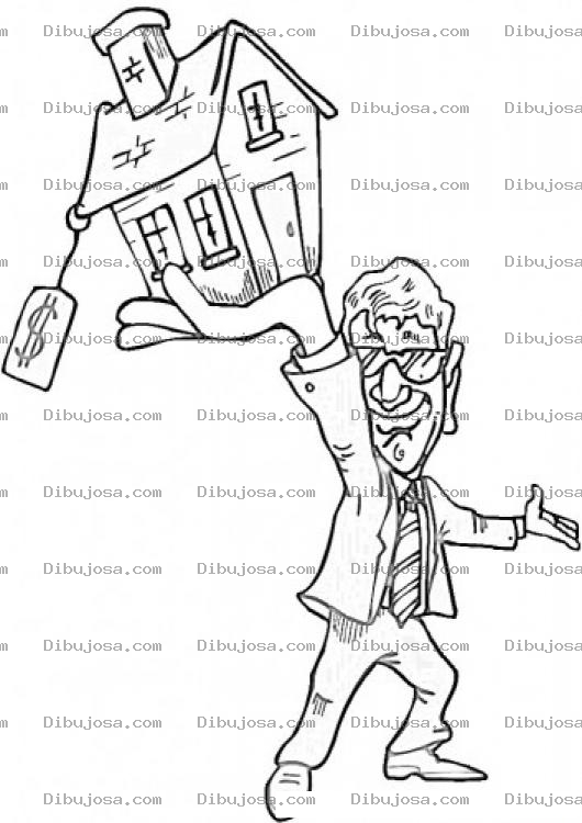 Dibujo para colorear Dibujo De Un Vndedor De Casas Para Pintar Y Colorear A Un Corredor De Bienes Raices