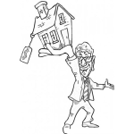 Dibujo para colorear Dibujo De Un Vndedor De Casas Para Pintar Y Colorear A Un Corredor De Bienes Raices