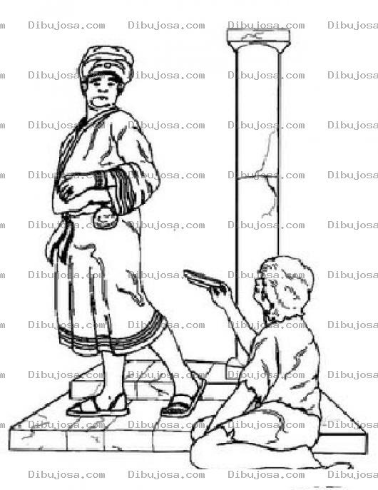 Dibujo para colorear Mendigo Piediendo Pisto Para Colorear