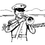 Dibujo para colorear Dibujo De Soldado Tocando La Trompeta En Un Cementerio Para Pintar Y Colorear Marcha Funebre