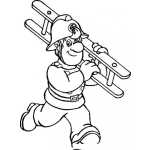 Dibujo para colorear Colorear bombero con escalera
