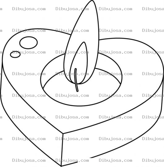 Dibujo para colorear Dibujo De Una Candela De Corazon Para Pintar Y Colorear