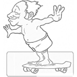 Dibujo para colorear Dibujo De Abuelito En Patineta Para Pintar Y Colorear