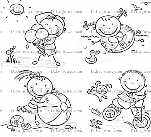 Dibujo para colorear Dibujo Del Verano Para Pintar Y Colorear Ninos Jugando En La Playa