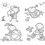 Dibujo para colorear Dibujo Del Verano Para Pintar Y Colorear Ninos Jugando En La Playa