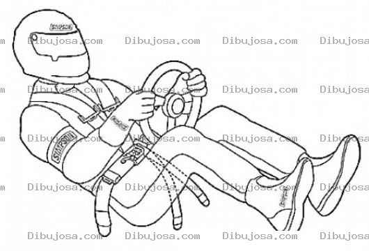 Dibujo para colorear Dibujo De Un Piloto De Auto De Carreras Con Timon Para Pintar Y Colorear