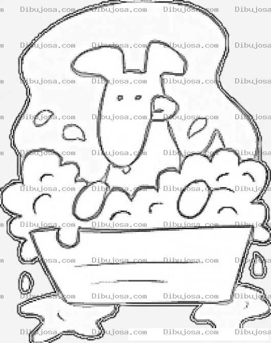 Dibujo para colorear Dibujo De Perro En Tina Para Colorear