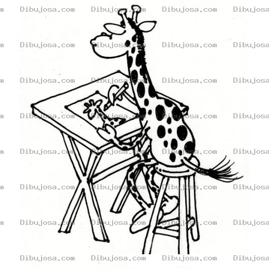 Dibujo para colorear Dibujo De Una Jirafa Dibujante Dibujando Su Autoretrato Para Pintar Y Colorear Jirafa Arquitecta