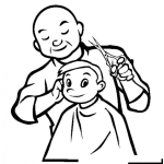 Dibujo para colorear Dibujo De Barbero Peluquero Cortando El Pelo A Un Nino Para Pintar Y Colorear