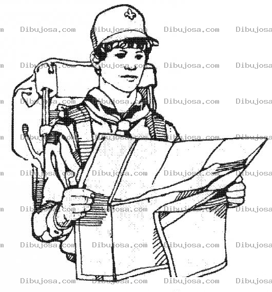Dibujo para colorear Dibujo De Boyscout Leyendo Un Mapa Para Pintar Y Colorear