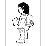Dibujo para colorear Dibujo De Una Linda Negrita Con Su Mochila Y Su Lonchera Camino Al Colegio Para Pintar Y Colorear