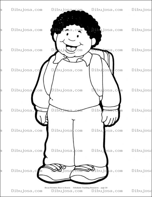 Dibujo para colorear Dibujo De Un Alumno Negrito Con Mochila Para Pintar Y Colorear