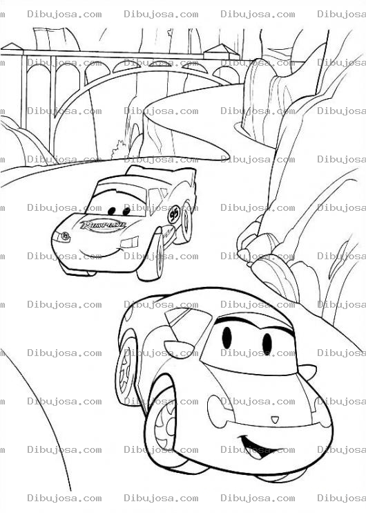 Dibujo para colorear El carro rojo y el azul de disney cars