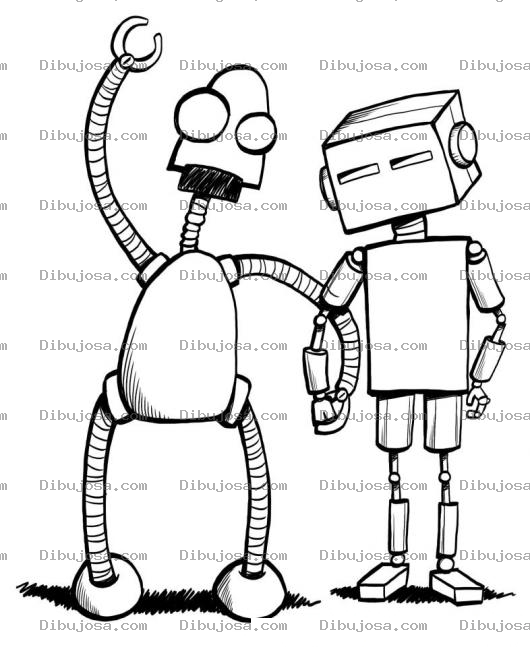 Dibujo para colorear Robots Tomados De La Mano Para Pintar Y Colorear