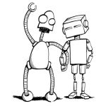Dibujo para colorear Robots Tomados De La Mano Para Pintar Y Colorear