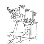 Dibujo para colorear Dibujo De Cenicienta Peinandose Con Pajaritos Ayudandole Para Pintar Y Colorear