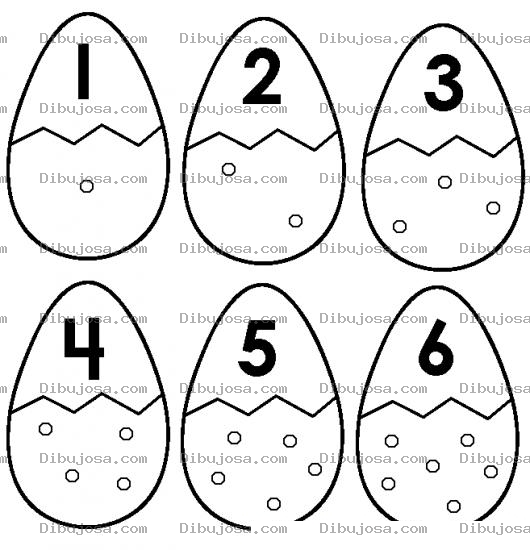 Dibujo para colorear Numero 6 Dibujo De Seis Huevos Para Pintar Y Colorear Numeroseis