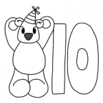 Dibujo para colorear Numero 10 Dibujo Del Numero Diez Con Un Osito Para Pintar Y Colorear Numerodiez