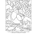 Dibujo para colorear Colorear Por Colores Dibujo De Un Tucan 1amarillo 2negro 3celeste 4naranja 5cafe 6morado 7amarillo 8verdeclaro 9verdeoscuro