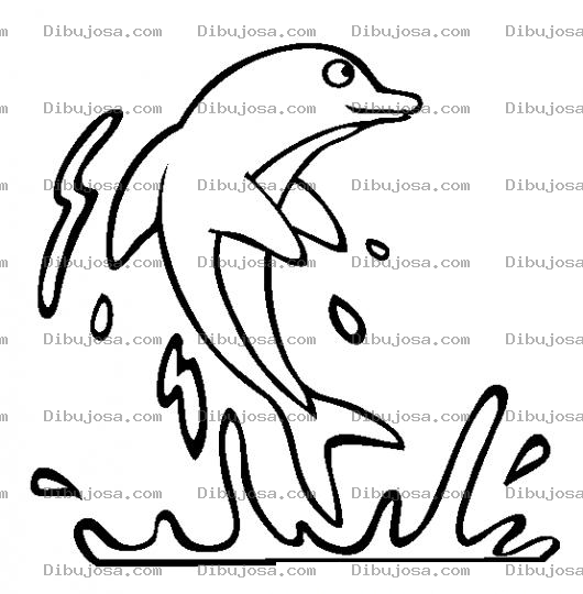 Dibujo para colorear Dibujo De Delfin Saltando Del Agua Para Pintar Y Colorear