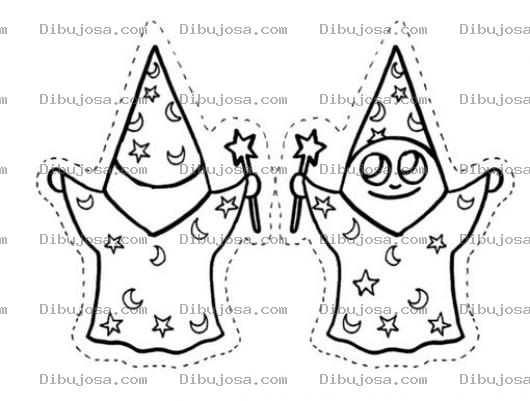 Dibujo para colorear Colorear Mago para Recortar