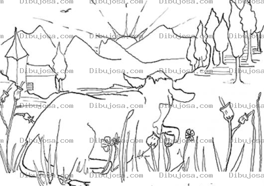Dibujo para colorear Vacaechada Dibujo De Vaca Echada Para Pintar Y Colorear