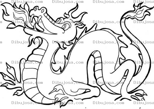 Dibujo para colorear Colorear Dragon Sacando Fuego