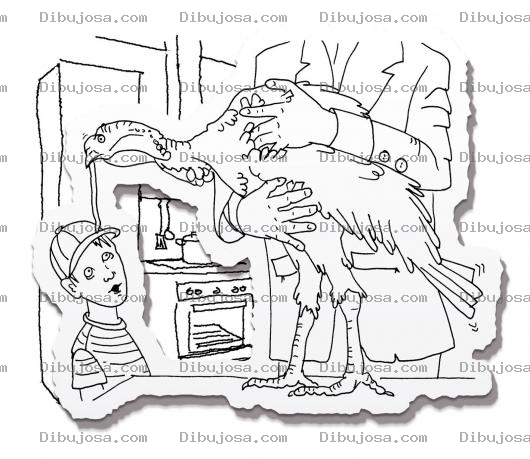 Dibujo para colorear Dibujo De Chompipe En La Cocina Para Pintar Y Colorear Pavo Listo Para Ser Cocinado