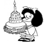 Dibujo para colorear Dibujo De Mafalda Con Un Pastel