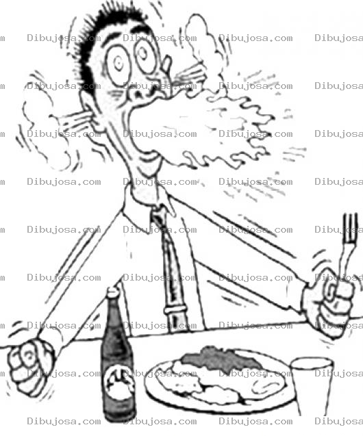 Dibujo para colorear Dibujo De Comida Picante Para Pintar Y Colorear Hombre Enchilado Con Un Plato Con Chile Y Aji Chiltepe