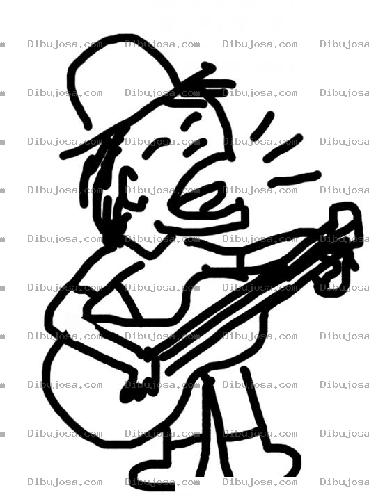 Dibujo para colorear Dibujo De Cantante Cantando Con Guitarra Para Pintar Y Colorear