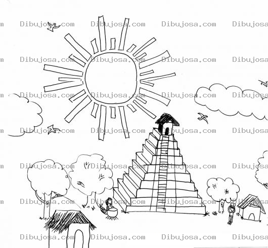 Dibujo para colorear Dibujo De Tikal Para Pintar Y Colorear Las Ruinas De Tikal En Peten Guatemala Dibujado Por Maylin Galindo Vives