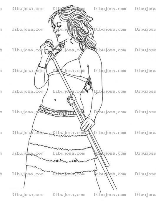 Dibujo para colorear Donde Estas Corazon Shakira Dibujo De Shakira Cantando Para Pintar Y Colorear A Shaquira