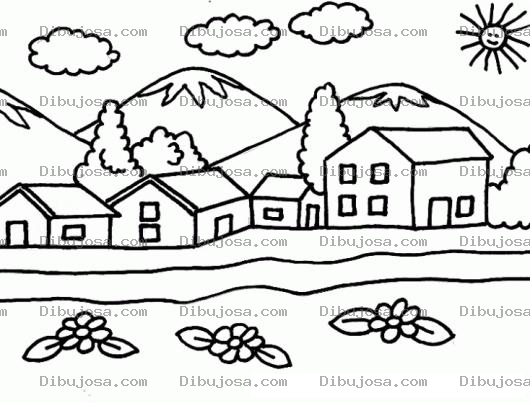 Dibujo para colorear CASA PAISAJE