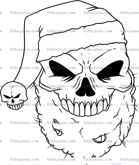 Dibujo para colorear Calavera De Santa Claus Para Pintar Y Colorear