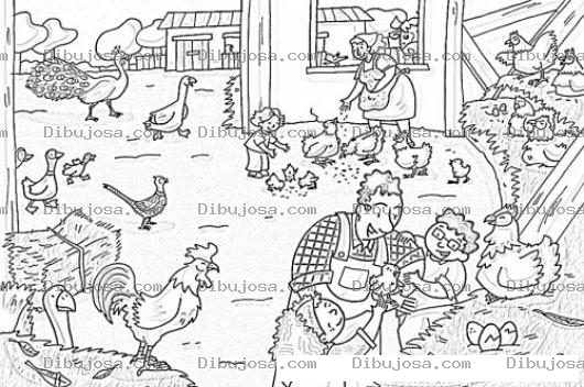 Dibujo para colorear Dibujo De Una Granjita Con Muchos Animalitos Para Pintar Y Colorear