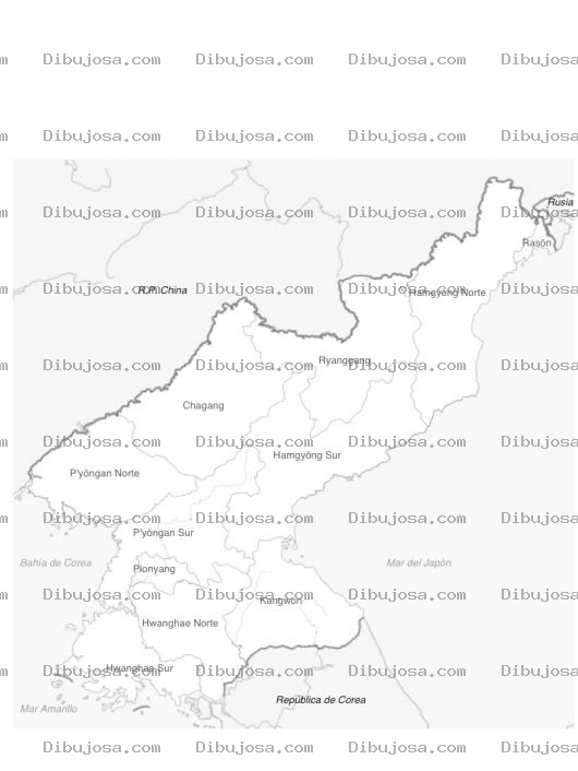 Dibujo para colorear Mapa De Corea Del Norte Para Pintar Y Colorear