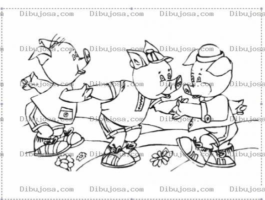 Dibujo para colorear Dibujo De Los Tres Cochinitos Para Pintar Y Colorear
