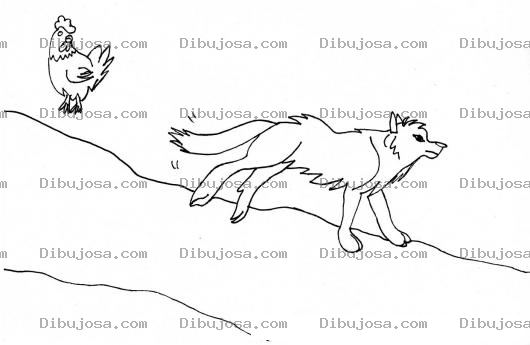 Dibujo para colorear Dibujo Del Gallo Y El Lobo Para Pintar Y Colorear